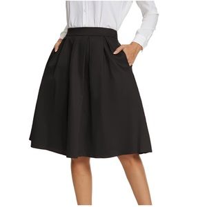 Black A-Line Midi Skirt - Size Large - NWT